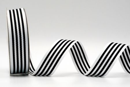 Стрічка з білими та чорними смужками з класичними лініями - K1748-001